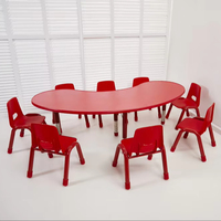 Tables et chaises pour la maternelle : Tables lune réglables multi-personnes pour la petite enfance