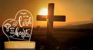 Luz de noche <span class=keywords><strong>3D</strong></span> con forma de pez de Jesús, lámpara de mesa de Color cálido óptico de ilusión de madera LED, conmemoración cristiana religiosa de Navidad - Product Image 6
