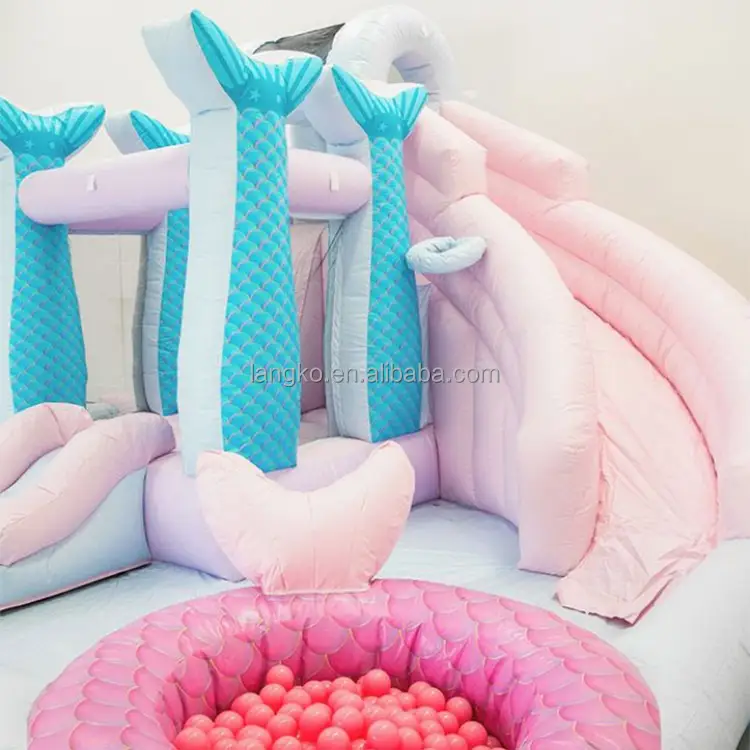 mermaid combination adults kids jumping castle slide bouncer inflatable bounce house white combo for wedding party
