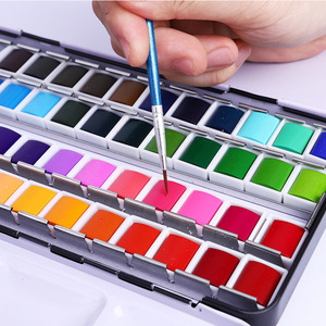 XinyiArt 48 colores pasteles sólidos pintura de <span class=keywords><strong>acuarela</strong></span> de grado artístico con <span class=keywords><strong>caja</strong></span> de Metal portátil para artistas principiantes aficionados estudiantes - Product Image 5