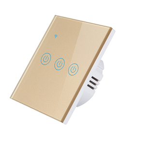 Tuya <span class=keywords><strong>Smart</strong></span> EU Standard <span class=keywords><strong>Smart</strong></span> Life <span class=keywords><strong>3</strong></span> <span class=keywords><strong>Gang</strong></span> Preto Branco Ouro Luz Interruptor de Parede Wifi Funciona com o Google Home Alexa IFTTT - Product Image 1