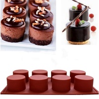 Moule en silicone classique et populaire de qualité alimentaire, 8 cavités cylindriques 3D, pour glaçons, bonbons, chocolat, biscuits, mousses et gâteaux