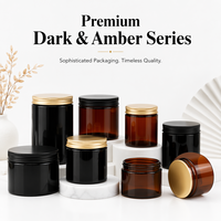 Pot cosmétique de luxe à large ouverture en PET avec bouchon à vis en aluminium or, argent ou noir, 50ml, 100ml, 150ml, 200ml, 250ml, pot en plastique