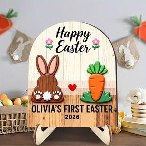 Decoración de Escritorio de Madera para Pascua, Figura de Conejo, Artesanía de Madera de Álamo para Interiores, Regalo Personalizado 2026 - Product Image 1