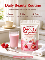 Poudre de Collagène au Lait Instantané JN avec Fibres Alimentaires 180g pour Éclaircir la Peau et Bénéfices Antioxydants