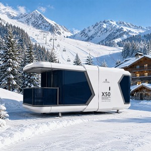 Capsule <span class=keywords><strong>de</strong></span> camping dans le désert avec balcon, unité modulaire préfabriquée <span class=keywords><strong>de</strong></span> luxe pour glamping avec vue sur les dunes - Product Image 6