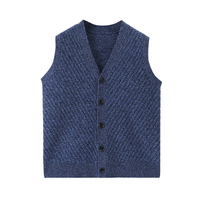 Gilet en laine à col en V pour homme, cardigan personnalisé avec logo, couleur unie, tricoté, sans manches, pull en laine rayé, vente directe d'usine