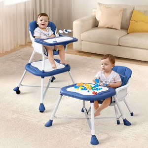Chaise haute pliable multifonctionnelle de haute qualité Chaise haute d'alimentation portable pour bébés et tout-petits Chaise de salle à manger avec table - Product Image 4