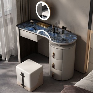 Creamy Style Minimalist Luxury Dressing Table With Drawers Sapphire Fish Belly White Makeup <b>Vanity</b> For <b>Small</b> Apartments - Product Image 1