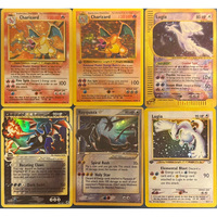 Carte Orica imprimée sur mesure en gros, style Proxy anglais rétro, avec feuille holographique, Dragon de feu, Pokémon, pour jeu de société anime