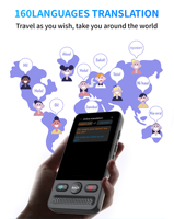 Traducteur Vocal Intelligent IA T13 160 Langues, Traduction en Ligne Photo Portable Temps Réel ChatGPT pour Voyage