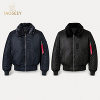 Blouson aviateur personnalisé pour homme avec col en fausse fourrure, fermeture éclair, poignets et ourlet côtelés, logo OEM, vente en gros, direct usine