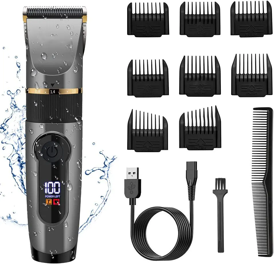 Aparador de cabelo elétrico recarregável ajustável, barba, cortador profissional, sem fio, para homens