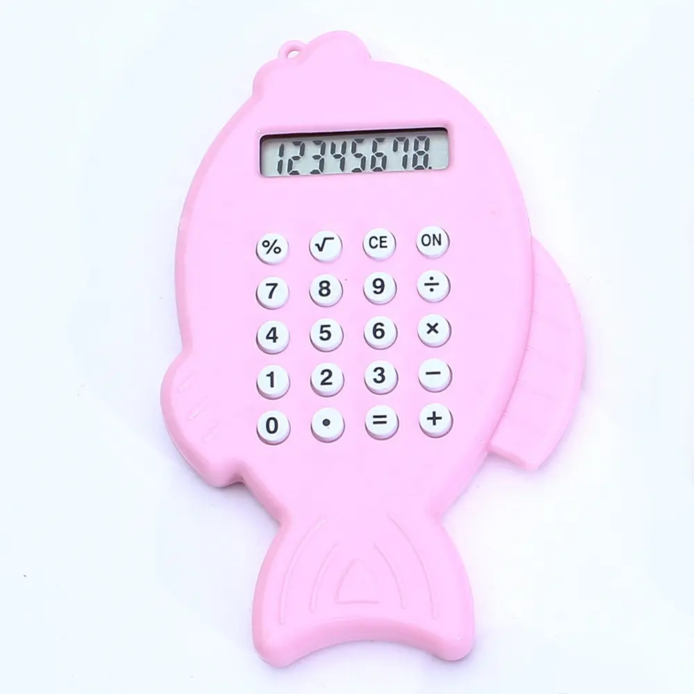 Kalkulator baterai lucu anak-anak kustom saku Mini bentuk ikan 8 digit kalkulator ukuran mini saku portabel untuk siswa