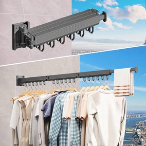 Porte-vêtements pliable mural rétractable, séchoir à <span class=keywords><strong>linge</strong></span> en aluminium gain de place, séchoir à <span class=keywords><strong>linge</strong></span> extensible pour la maison - Product Image 6