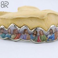 Bereal Jewelry Grillz, Grillz Dentales Personalizados de Oro de 10k, 14k y 18k, VVS, Diseño La Última Cena, Brillantes, Joyería Fina