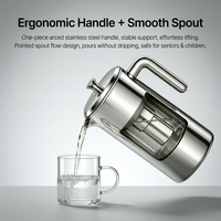 Carafe filtrante à eau en acier inoxydable 304 sans plastique, élimination des PFAS, purificateur par gravité, 2,5 L, résine échangeuse d'ions, charbon actif