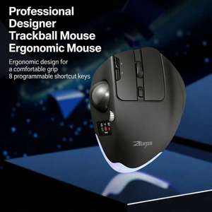 ZELOTES F-33pro Trackball Mouse Tri-mode Wireless Custom <b>8</b> Programmable Mice with Display Screen and Multifunctional Buttons - Product Image 6