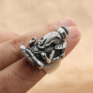 yunnique Men's Silver Elephant <b>Ring</b> <b>Titanium</b> Steel Animal Shape Retro Punk Jewelry Gift Occasion Fashion <b>Rings</b> - Product Image 3
