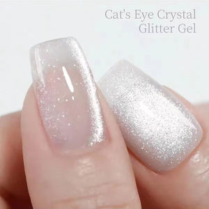 Gel Polish Occhi di Gatto Effetto Luna Super Bianco Brillante, Gel Magnetico Universale Effetto Cristallo Argento - Product Image 1