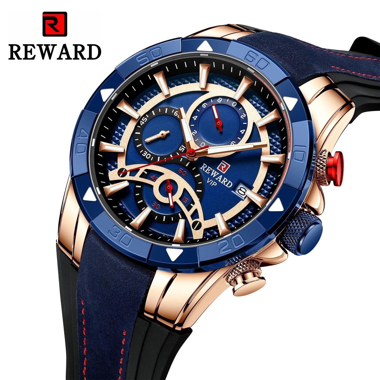 2025年新作 REWARD メンズ腕時計 ブルー 防水 トップブランド 高級 