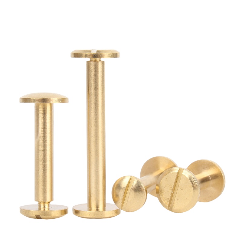 Brass Plated Steel Male Female Screw Book Binding Screw Brass Slotted Flat Curved Head Screws Leather Craft Belt Buckle Rivet
