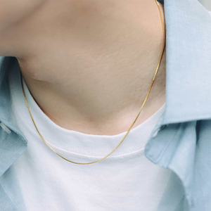 EManco Fahion - <span class=keywords><strong>Collar</strong></span> de Cadena de Acero Inoxidable con Colgante Minimalista Chapado en <span class=keywords><strong>Oro</strong></span> de 18K para <span class=keywords><strong>Hombre</strong></span> - Product Image 5