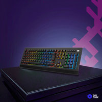 Clavier filaire USB rétroéclairé arc-en-ciel pleine taille OEM avec boutons métalliques pour la maison, le jeu et le bureau