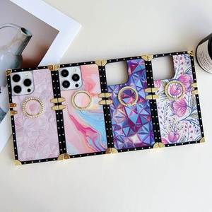 Ốp điện thoại sang trọng MỚI dành cho iPhone 17 16 15 Pro 14 Plus 11 12 8 7 XR XSMAX 13 họa tiết hoa cẩm thạch kèm vòng đeo ngón tay - Product Image 2