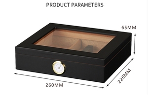 Humidor de Escritorio Moderno Hecho a Mano de Cedro con Tapa de Vidrio Lacado, Higrómetro y Capacidad para 25 Cigarros, Material de Madera Lacada - Product Image 5