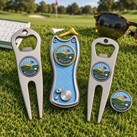 Outil de réparation de divots de golf multifonction personnalisé avec ouvre-bouteille, marqueur de balle de golf en émail personnalisé, accessoires de golf premium pour le week-end