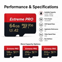 Carte mémoire plastique pour caméra d'action, 64 Go, 128 Go, 256 Go, 512 Go, vitesse de lecture 200 Mo/s, classe 10