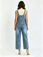 Salopette en jean large déchirée pour femme, coupe ample, style vintage, streetwear