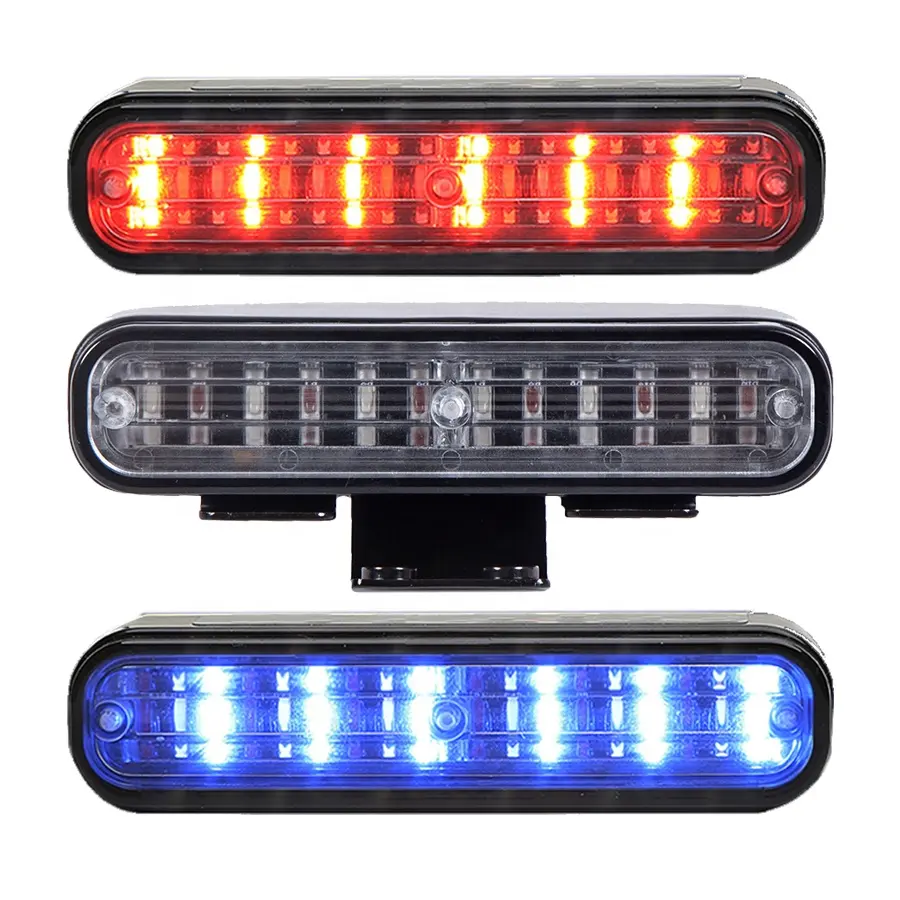 DC12V Dual color rojo azul LED luz intermitente dúo color parrilla luces estroboscópicas