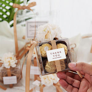 Quadratische Klare PVC-Faltbox Dankeschön-Box Brautjungfern Süßigkeiten Schokoladen-Verpackung Kleine Transparente Hochzeitsgeschenkbox - Product Image 4