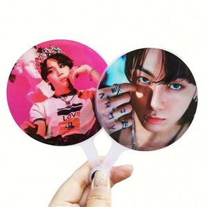 Ventilador de Mano Circular Transparente de Plástico de Doble Cara, Personalizado, de Gran Tamaño, para Fiestas de Apoyo a Ídolos Kpop - Product Image 1