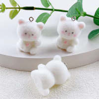 Porte-clés en peluche animaux de dessin animé : ours, chat, chien, vache, koala, lapin – Adorables porte-clés en résine avec pompon