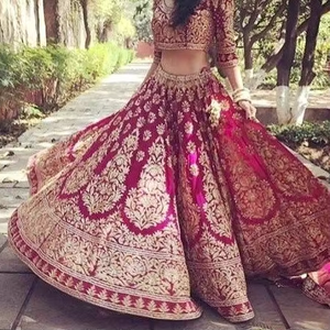 Atiya libas อินเดีย/ปากีสถานแบบดั้งเดิม acetate lehenga choli ชุดสำหรับงานแต่งงานมีการเย็บปักถักร้อย zozi - Product Image 4