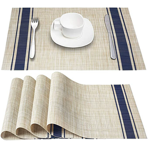 High Quality Gold PVC <b>Table</b> Decoration <b>Mats</b> Set Luxury Classic Plastic Woven Placemat for Restaurant Hotel <b>Dinner</b> Dining Plate - Product Image 1