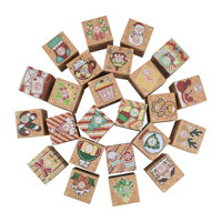 24 pièces, un ensemble, nouveau design, calendrier de l'avent de Noël, dossiers en papier kraft, boîte cadeau compte à rebours, fournitures de fête