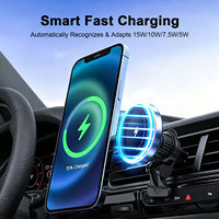 Accessoires de voiture, éclairage ambiant RGB, support de téléphone magnétique réglable pour aérateur, chargeur sans fil 15W, support de chargeur rapide pour voiture pour iPhone