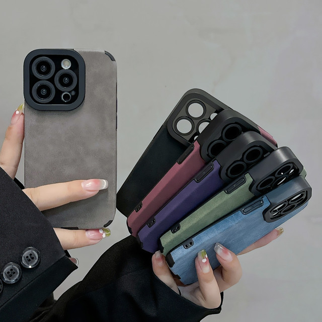 For iPhone 16 Pro Max Luxury Matte Soft Leather Lens Protective Silicone Bumper Cover Phone Case for iPhone 16 Plus