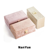 Boîte à bijoux de luxe en velours grande capacité, multi-niveaux avec miroir, tiroir pour bagues, boucles d'oreilles, colliers, boîte de rangement pour bijoux, logo personnalisé