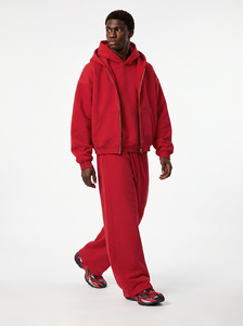 Ensemble de survêtement unisexe oversize 350 GSM avec sweat à capuche zippé et pantalon de jogging coupe ample à épaules tombantes, vêtements de sport, vente en gros - Product Image 6