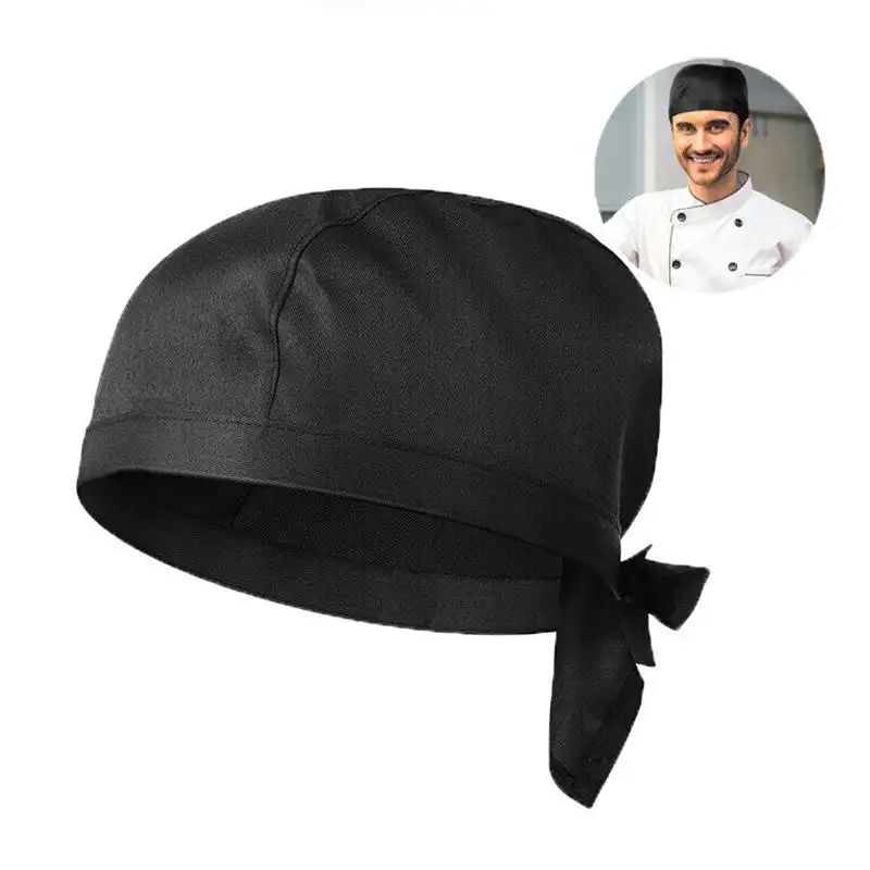 Custom Printing Logo Black Chef Hat Waiter Uniform Cap Bakery BBQ Grill Hat Restaurant Cook Work Hat