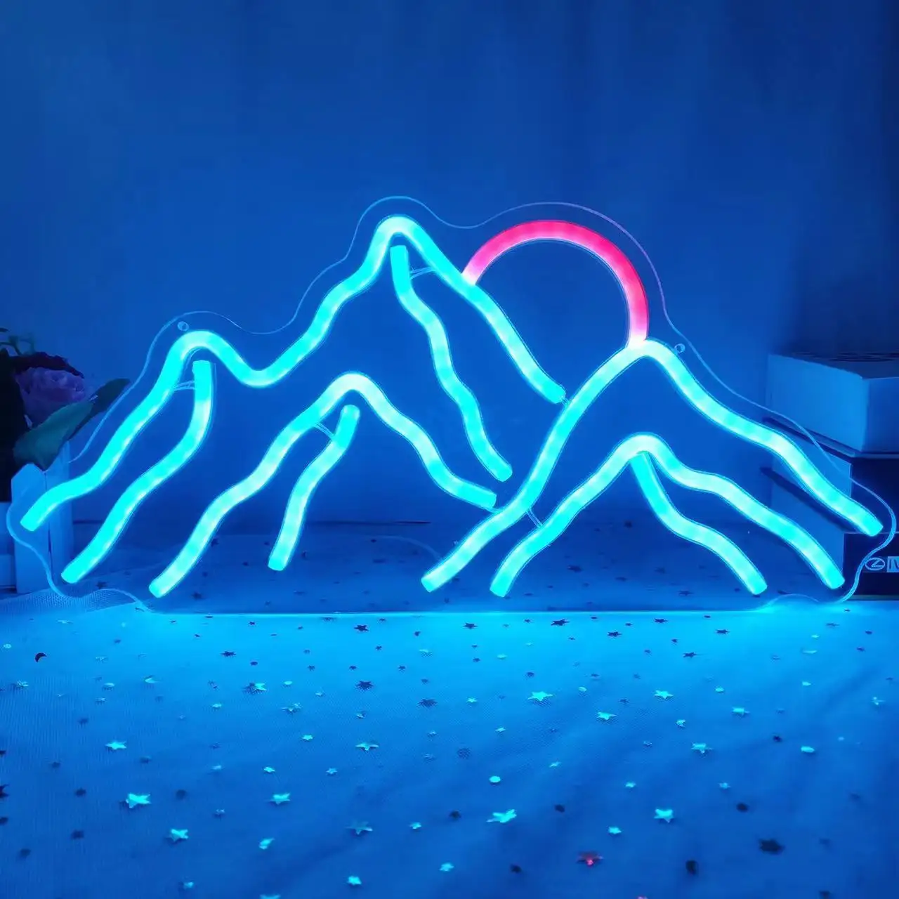 Spot Factory Direct Home Holiday Wall Decoration Acrylic Backboard Sunrise Neon 5v Can Be Customized