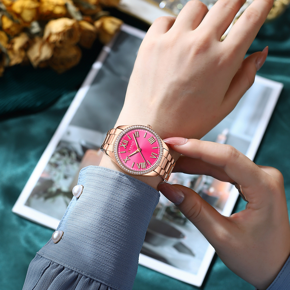 CURREN – montres de luxe pour femmes, montre-bracelet à Quartz et diamant pour dames et filles, mode, étanche, horloge