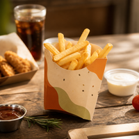 Boîte à chips en carton kraft à ouverture supérieure avec design de pelle, impression UV personnalisée pour snacks de poulet frit et snacks croustillants chauds