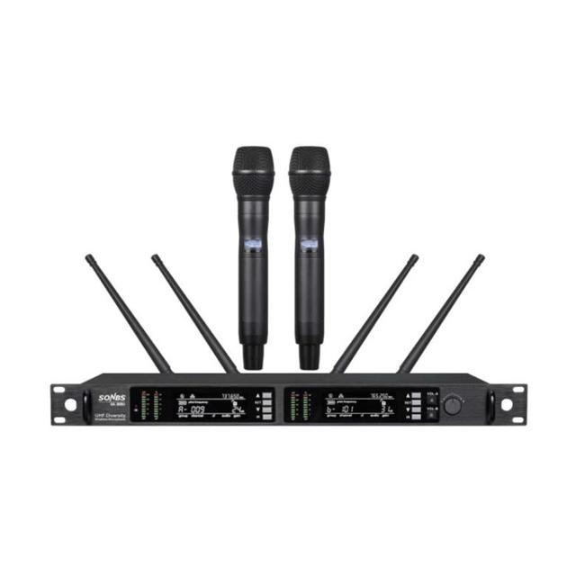 Wireless Stage Mic Microphone System True Diversity Sound System Audio Mixer with Uhf Wireless Microphone for pa System