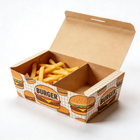 Pochettes pliables personnalisées en carton ondulé biodégradable et écologique avec logo en relief pour frites et burgers à emporter